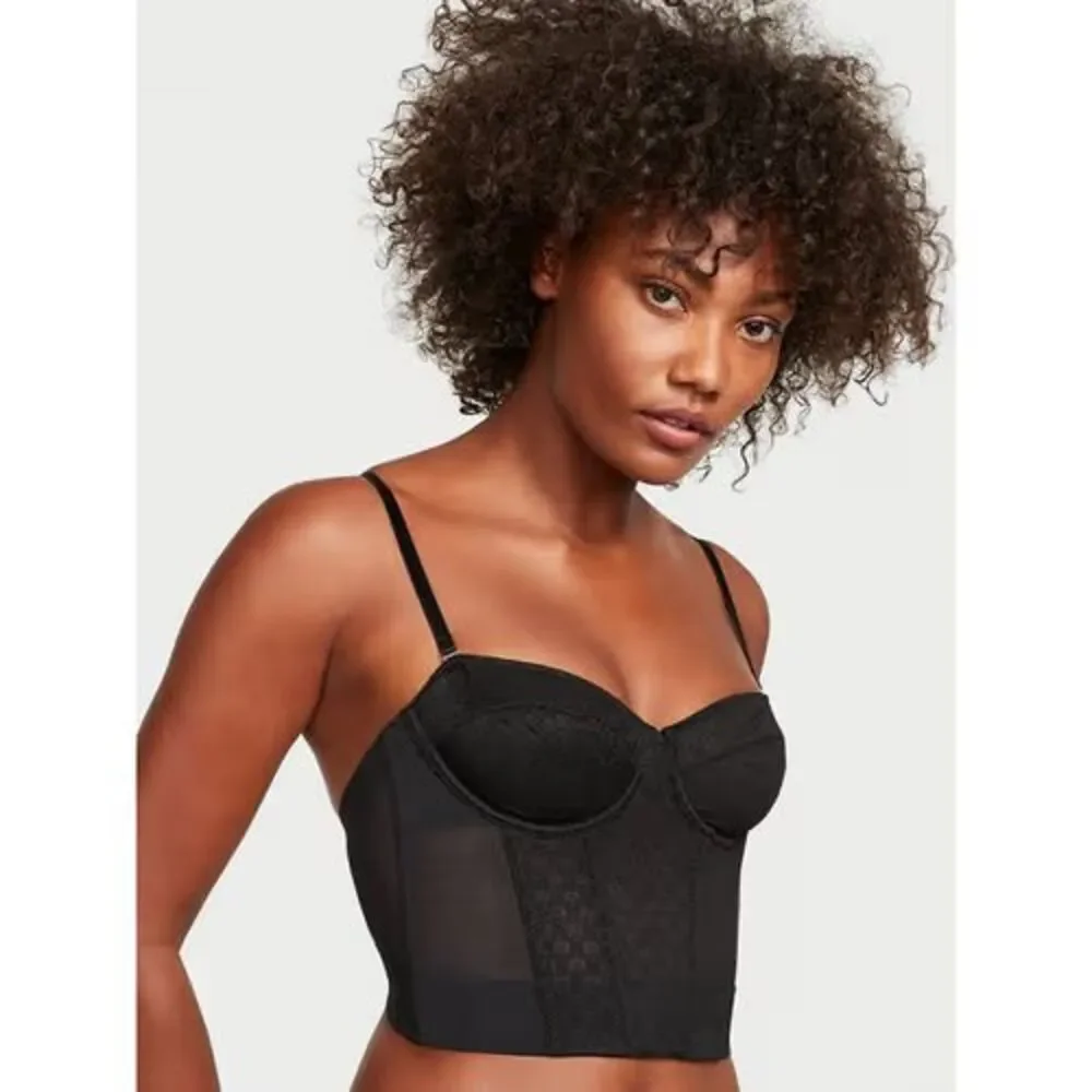 Victoria's Secret Black Very Sexy VS Archives Monogram Corset Bra Top Size 34C - Picture 1 of 13